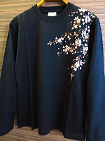 和柄枝垂れ桜刺繍 和柄長袖Tシャツ